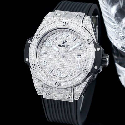 Hublot Geneve Big Bang Fake stainless steel and White Gold Diamond Diameter 43mm watch
